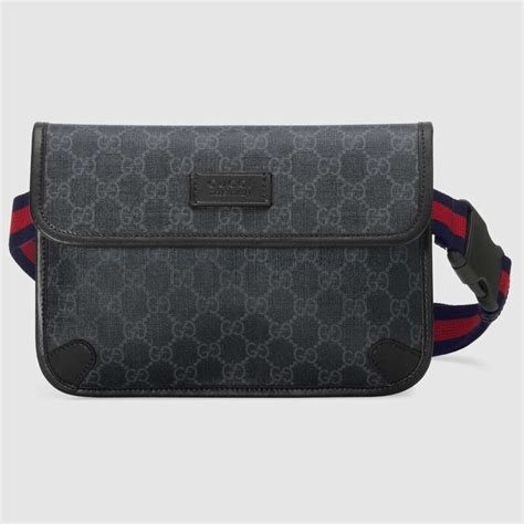 mena gucci belt.bag|Medium GG belt bag in grey and black GG leather .